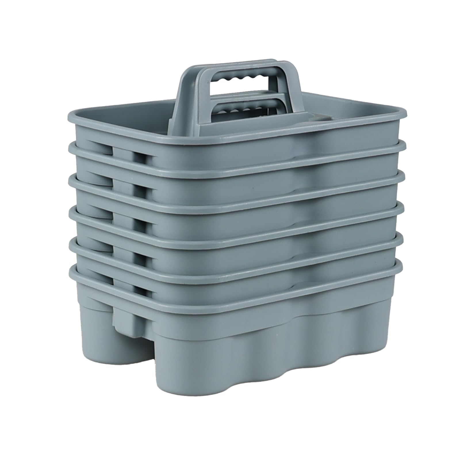 Melontray 6 Pack Plastic 2 Compartments Cleaning Supplies Caddy Commercial Carry Caddy Organizer with Handle Gray