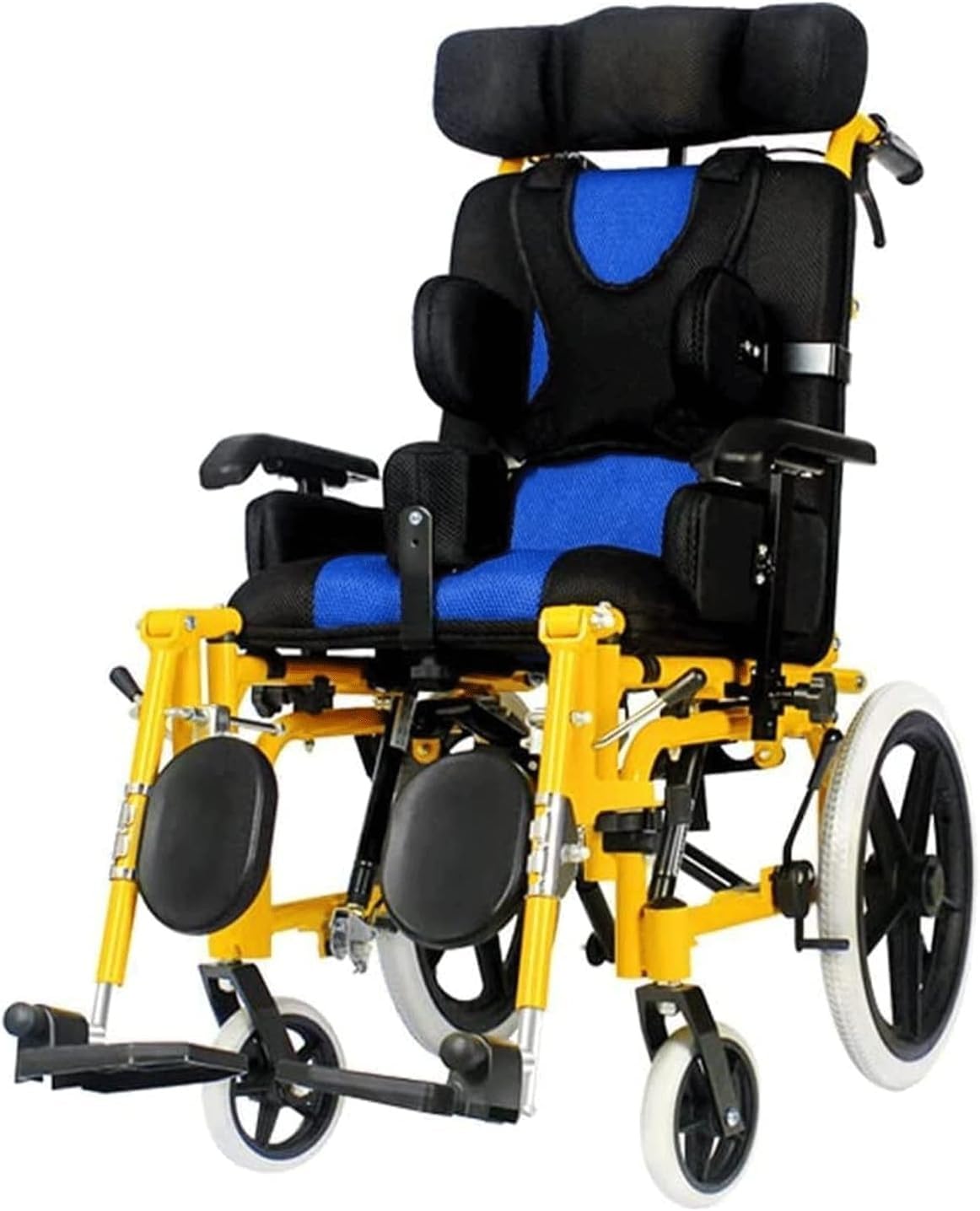 SXSLTSA Wheelchair for Children with Cerebral Palsy, Fully Reclining Children's Wheelchair with Ergonomic Design - Adjustable Headrest/Seat Position/Armrest Height