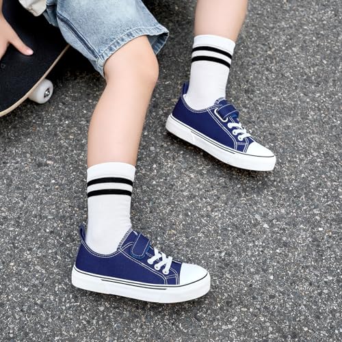 Image of Zoroadke Toddler Boys and Girls Sneakers Low Top Adjustable Strap Canvas Shoes for Kids