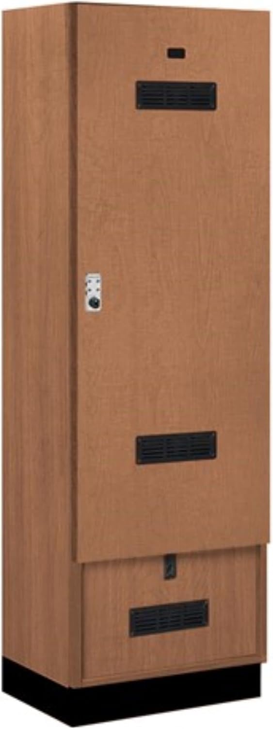 Salsbury 24" Wide Premier Wood Gear Locker - 6 Feet High - 18 Inches Deep - Red Oak - Silver Resettable Locks