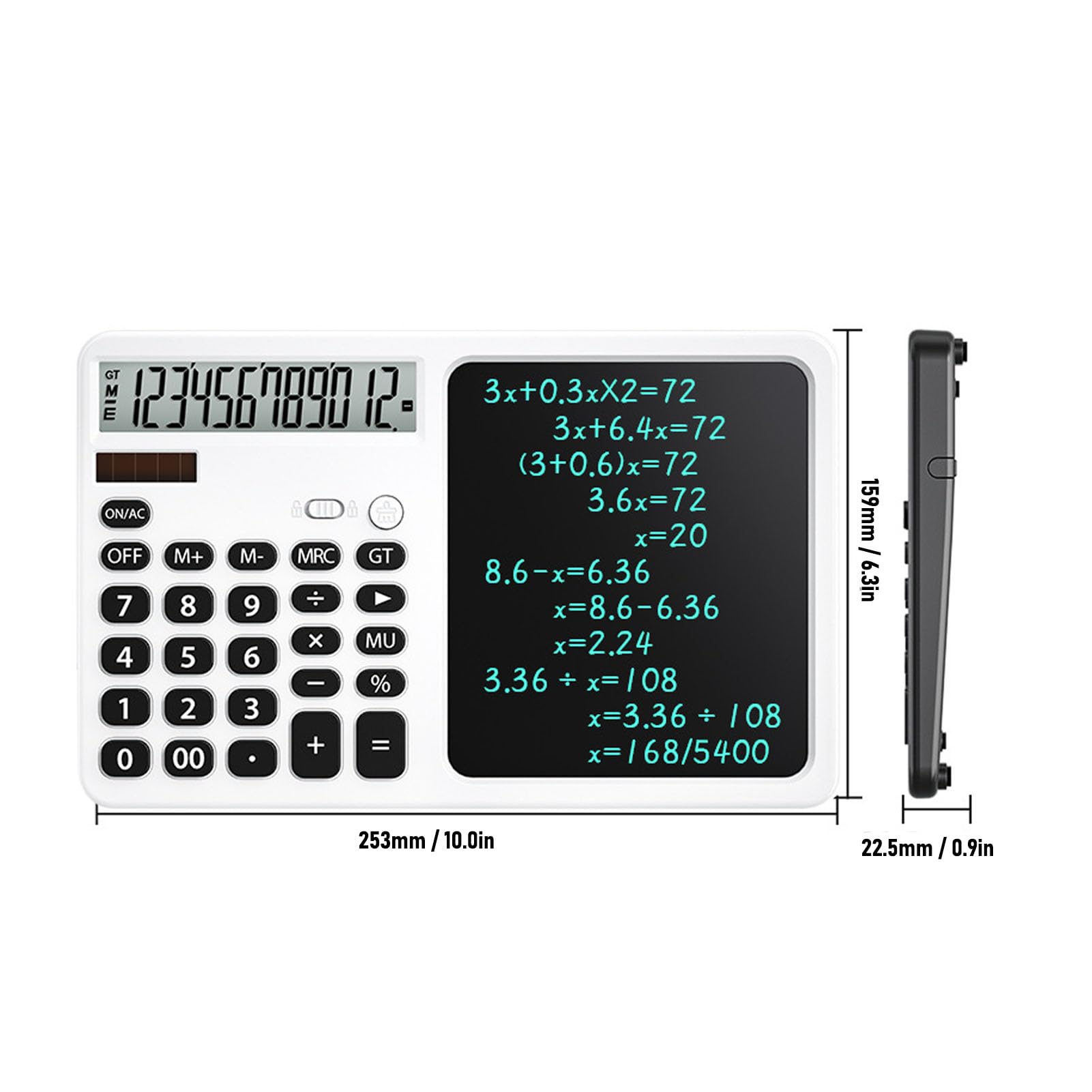 Denash Sprechender Taschenrechner, Wiederaufladbarer Schreibblock-Rechner mit Notizblock, Großes Display für Geschäft, Schule und Arbeit (White)
