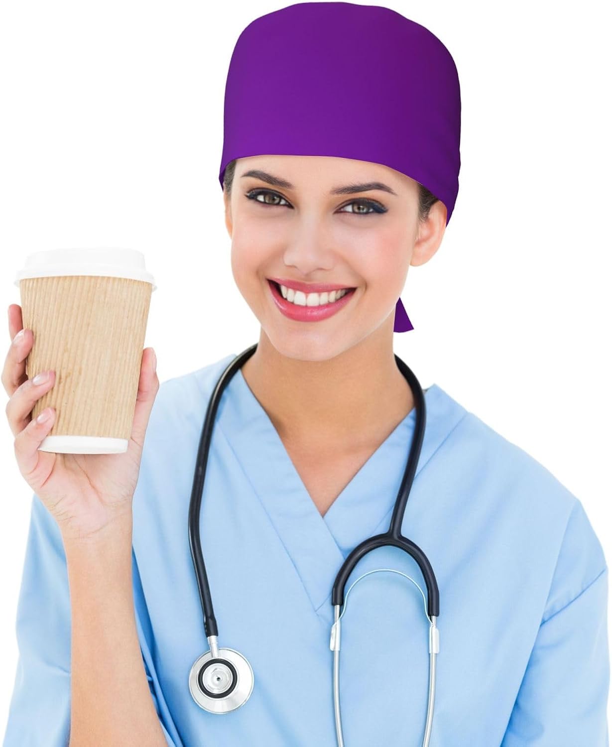 Cleaning Working Cap Solid Color Dark Purple Prints Chef Hat for Women & Men, Adjustable, Breathable