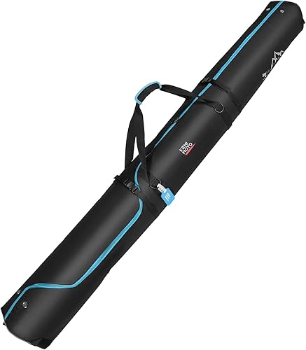KEMIMOTO Ski Bag, 360° Fully Padded Ski Bag, Fit Skis Up to 78.74 inches (200cm), Water-resistant and Durable Perfect for Road Trips and Air Travel