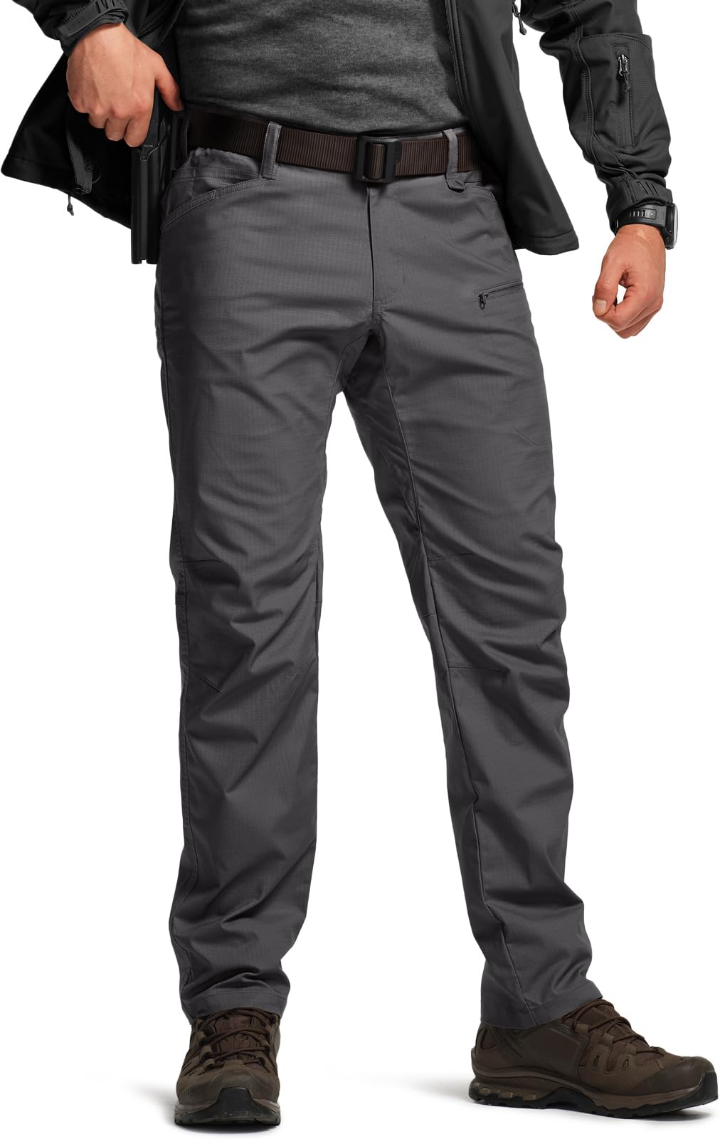 CQR Mens Flex Stretch Tactical Pants Water Resistant Ripstop Cargo Pants Lightweight EDC Outdoor Work Hiking Pants
