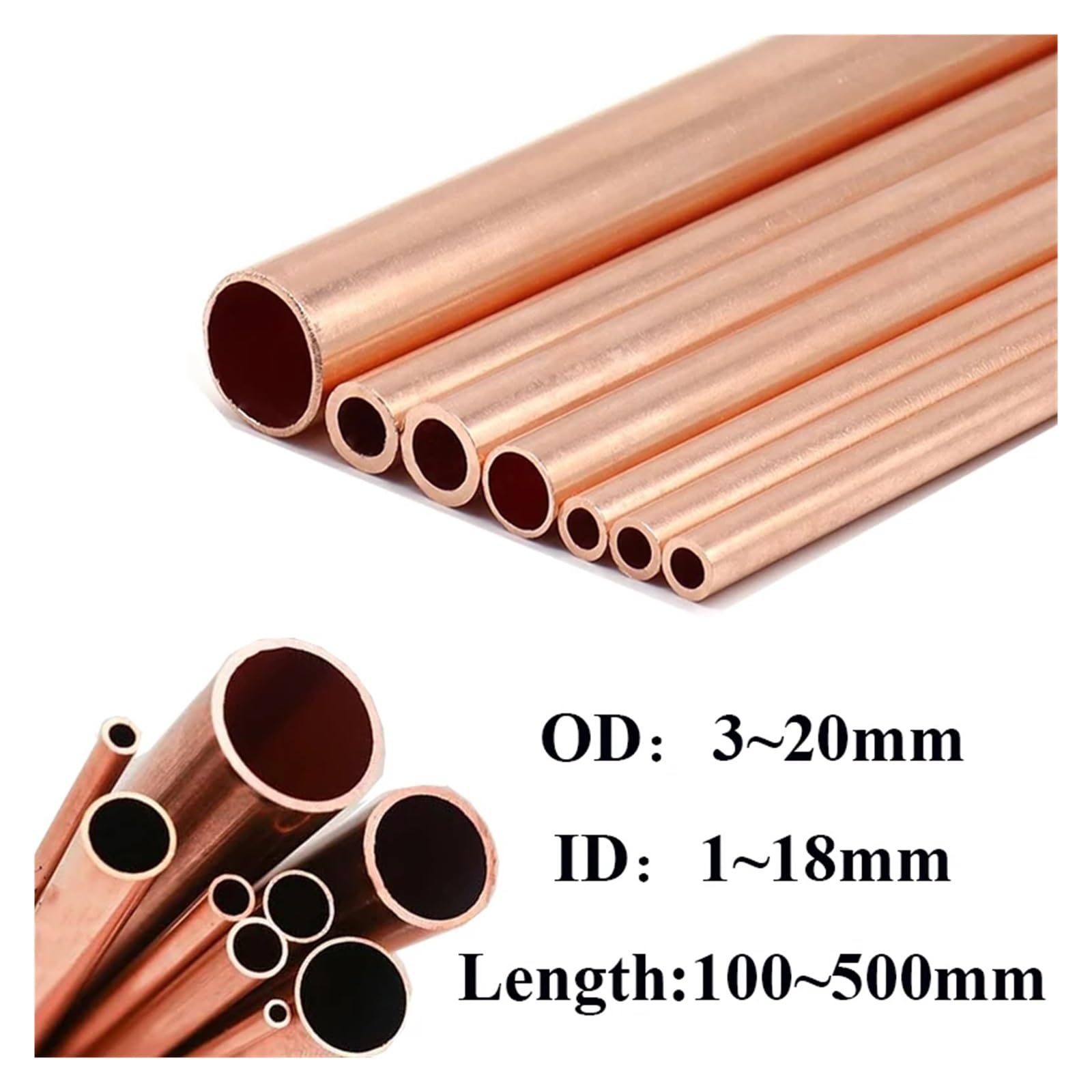1 Tubo Di Rame Rosso, Diametro Esterno 11/12/13/14/15/16/17/18/20 Mm, Lunghezza 100/250/500, Metallico Dritto(500mm,OD 16 x ID 14mm)
