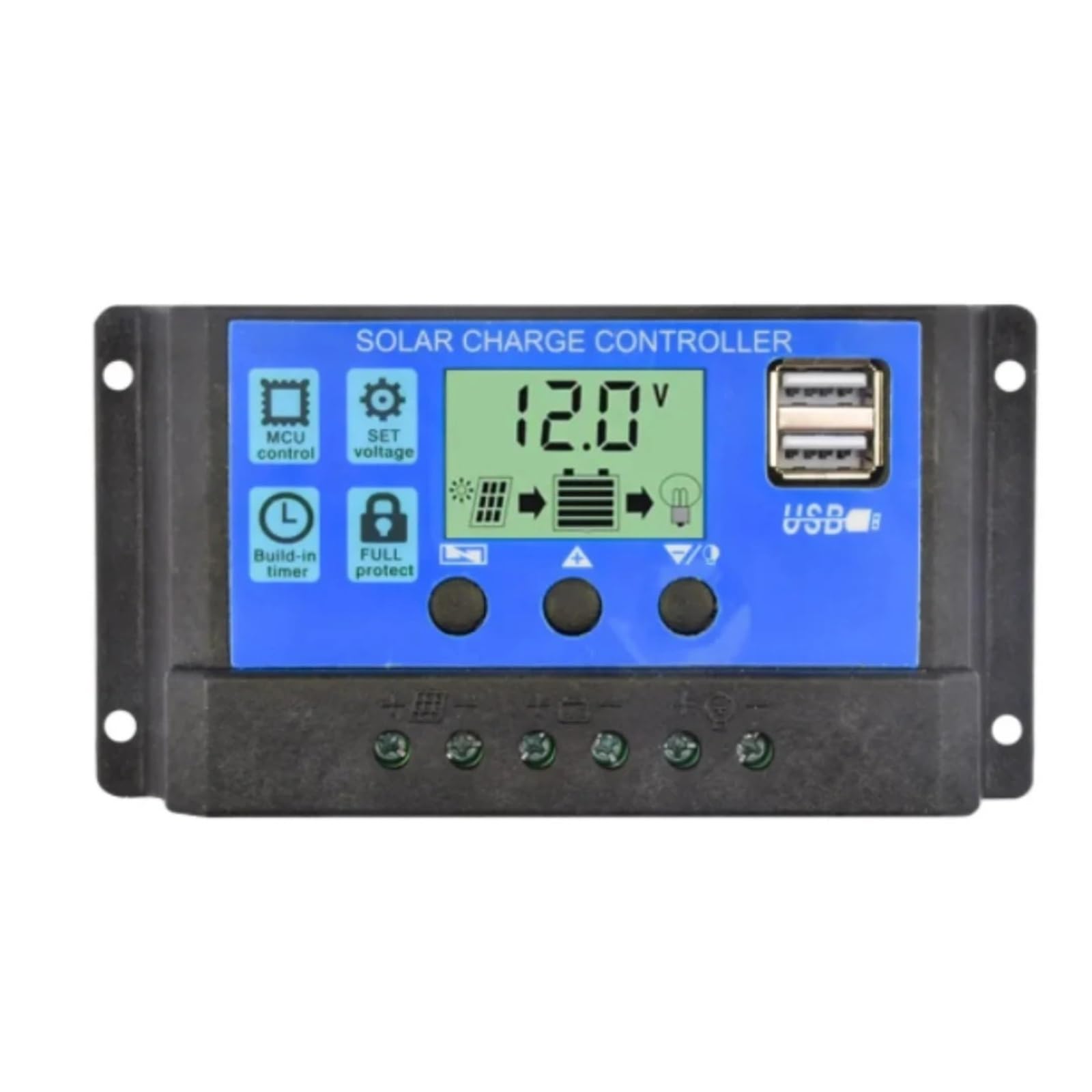 Regulator ładowania słonecznego PWM 12 V/24 V 10 A z wyświetlaczem LCD i timerem (30 szt., 10 A)