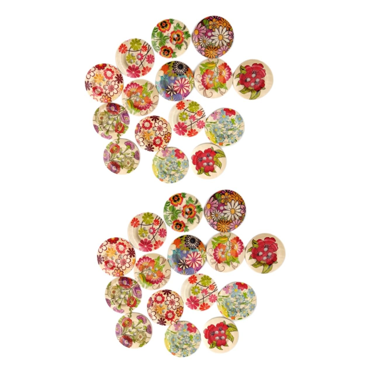 Lurrose100 Pcs Printed Buttons Scrapbook Buttons DIY Buttons Snap Fastener Buttons for Crafting Upholstery Buttons Snap Button Buttons for Crafts Little Plum Pattern Buttons Wooden