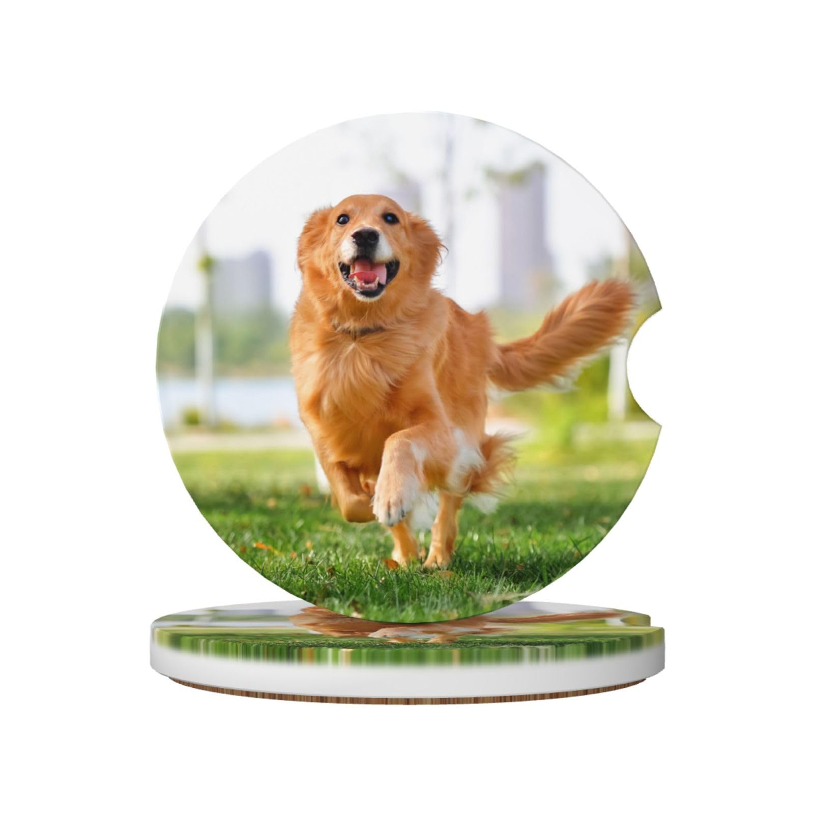 2 Pack Personalized Photo Text Ceramic Absorbent Car Coasters Dia 2.56"