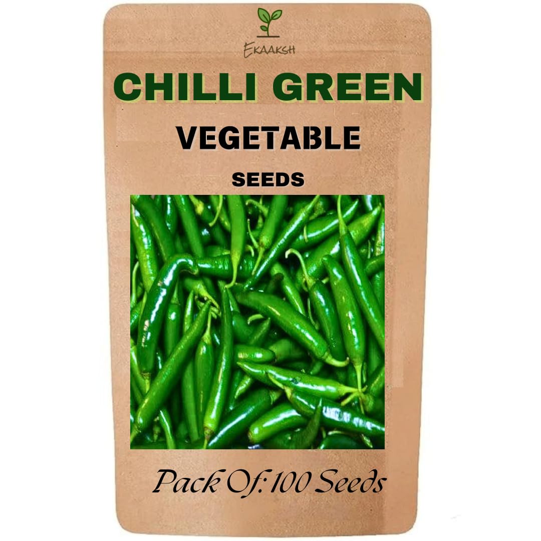Ekaaksh - Chilli Green Seeds + Free Seed Germination Paper + Planting Guide - New Seeds with Test Result - Best for Pots, Terrace & Kitchen Gardening-image-35