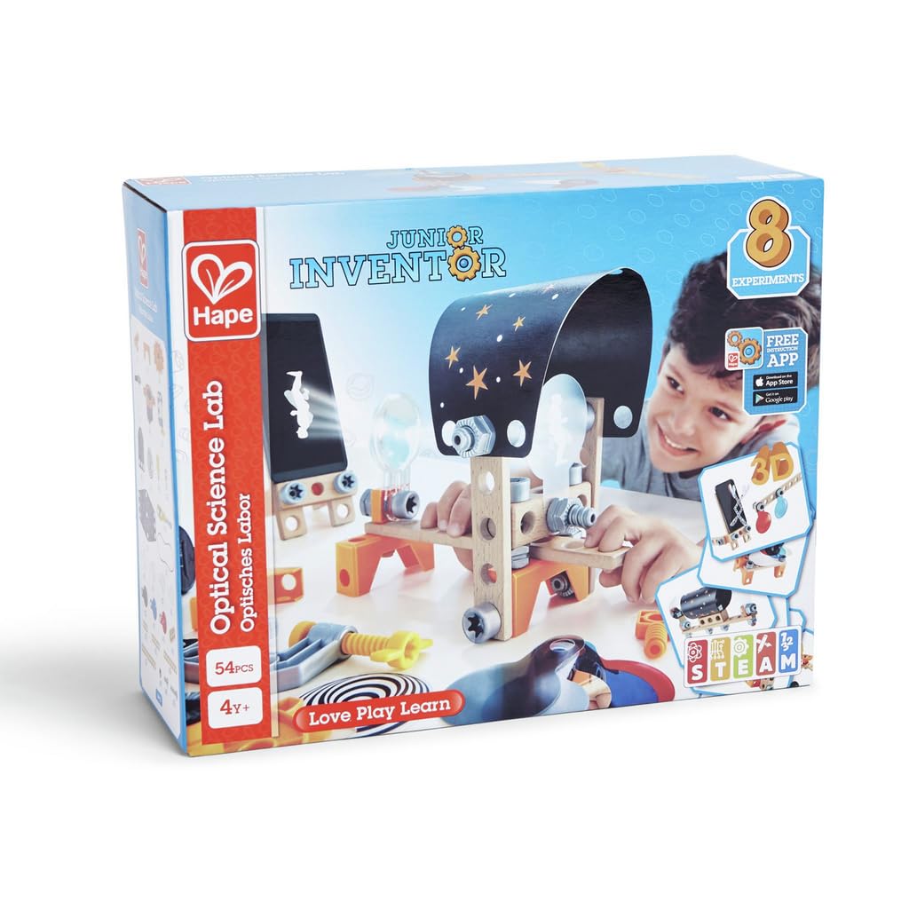 Hape Junior Inventor - Laboratorio di Scienze Ottiche - 8 esperimenti per scoprire le leggi dell’ottica dai 4 anni in su