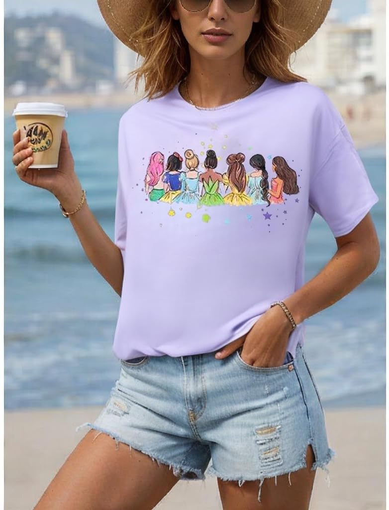 Magical Shirt for Women Oversize Magic Kingdom Tshirt Princess Shirt Family Vacation Trip Tees Summer Casual Crewneck Shirts - Image 4