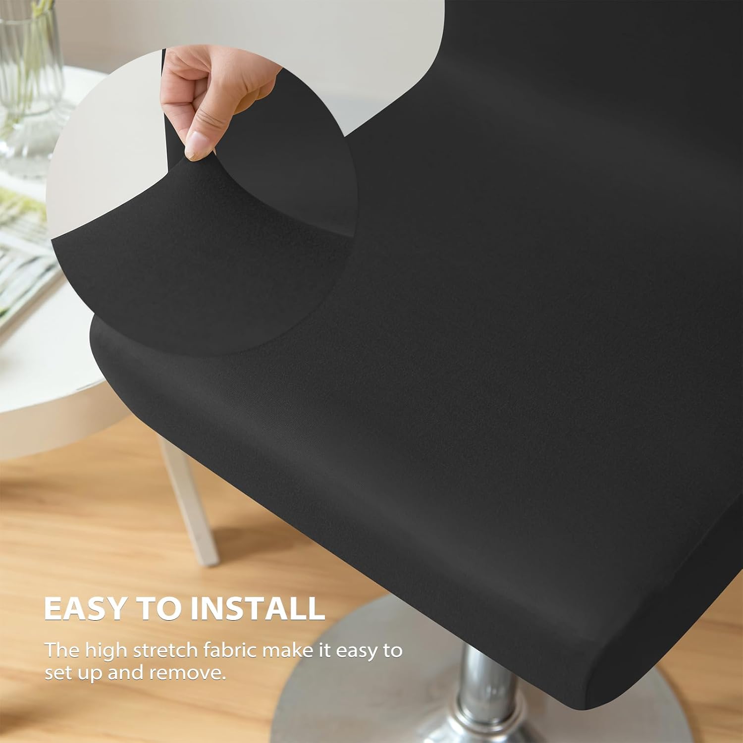 Gollense Bar Stool Covers Set of 4 Stretch Pub Counter Stool Chair Covers with Backs, Washable Square Swivel Barstool Seat Slipcover with Elastic Bottom for Low Short Back Dining Chair (Black)
