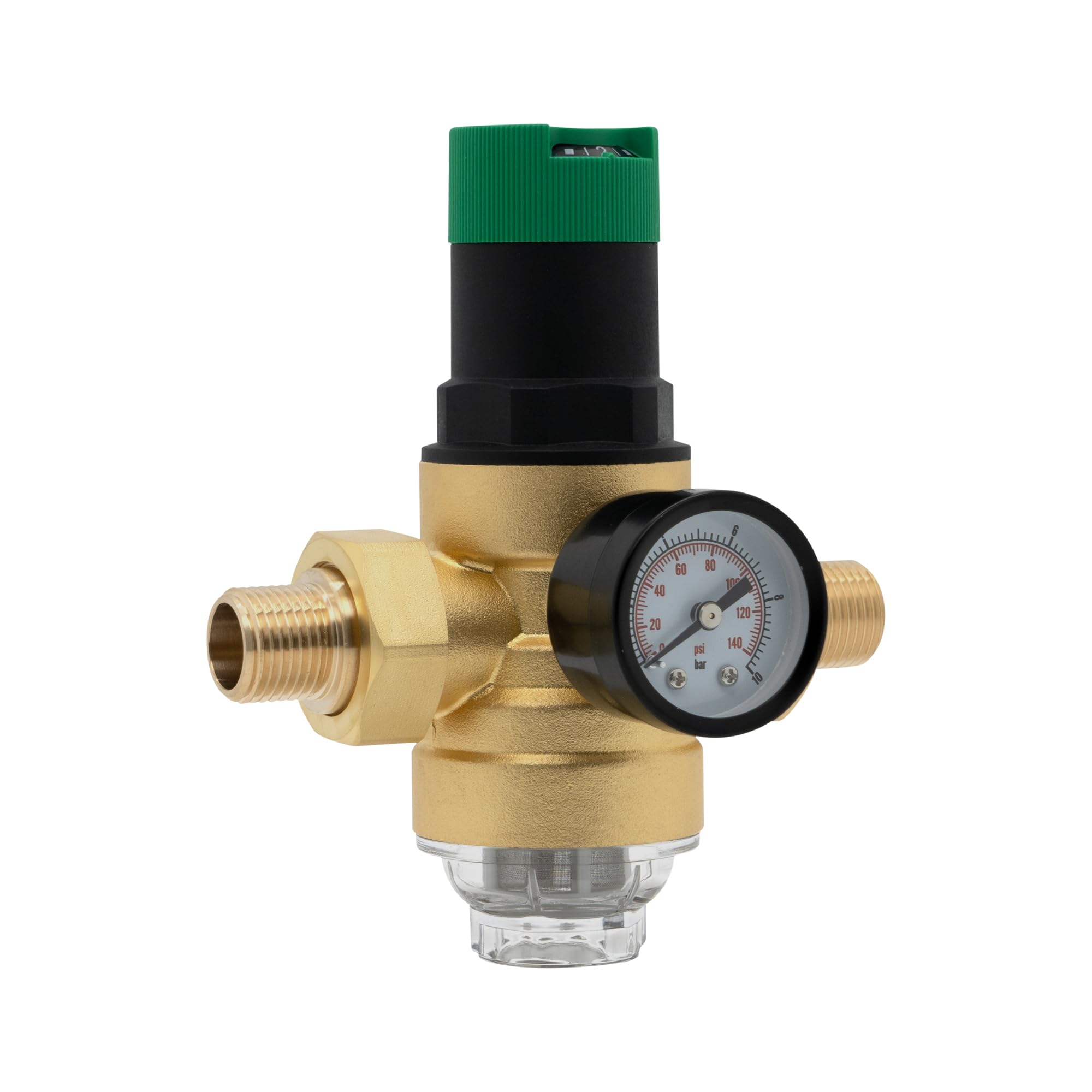 Vancoco Riduttore di Pressione Acqua con Filtro, Valvola di Riduzione della Pressione dell'Acqua 1/2 Pollici DN15 in Ottone con Manometro