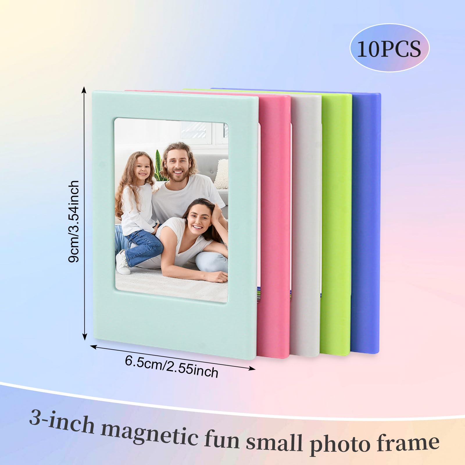 10 Mini Cadres Photo Magnétiques Colorés – Pour Frigo, Tableau Blanc, Bureau – Modulables Et Amusants