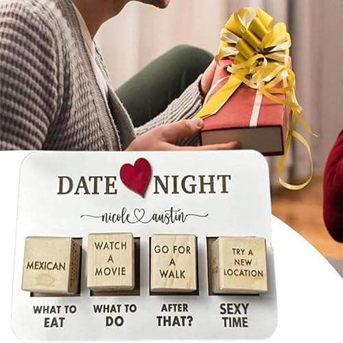 Miniatura 5 de Dados de noche de cita después de la edición oscura, juego de dados de madera reutilizables para parejas para adultos, planificación de citas y