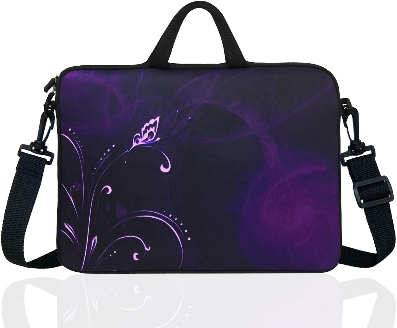 15-Inch to 15.6-Inch Neoprene Laptop Shoulder Messenger Bag Case Sleeve For 14 15 15.6" Inch Acer/Asus/Dell/Lenovo/Thinkpad/HP/Macbook Pro/Air (Flower) - Image 2