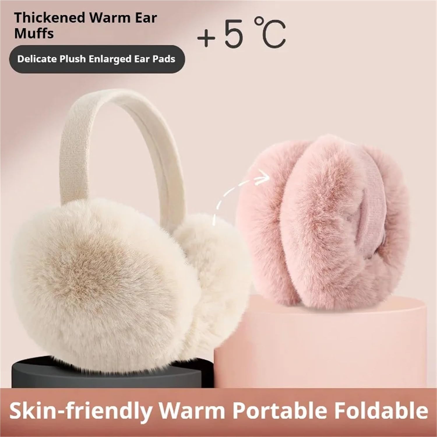Earmuffs 2 PCS Solid Soft Plush Ear Keep Warmer Winter Earmuffs Fashion Outdoor Earflap