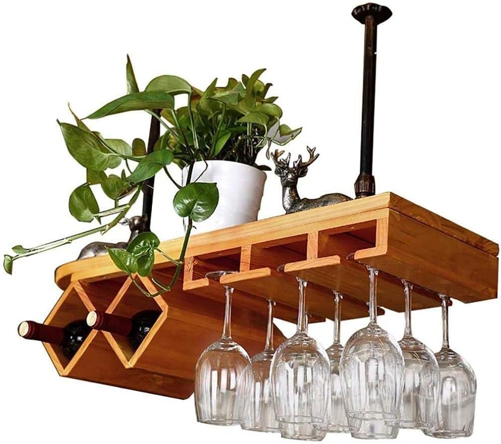 Wine Rack/Holder/Shees/Storage,Pine Wine Cabinet Display Hanging Upside Down Home Wine Shelf Wine Glass Rack,100X28Cm