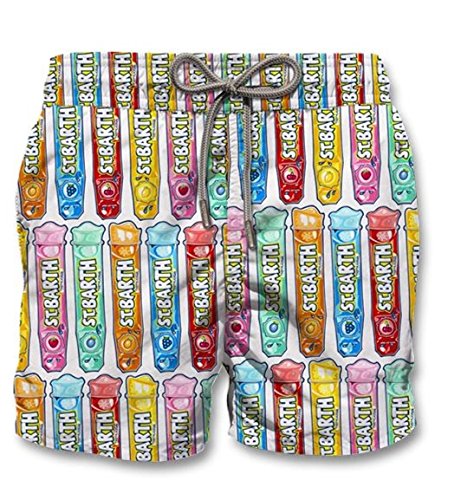 Saint Barth Mc2 Classic Swim Short Gustavia Licky Ice Bianco XXL