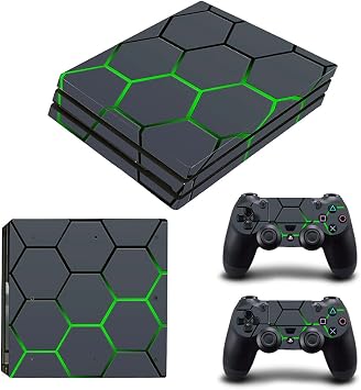 Sadece PS4 Pro Konsol ve Kontrol Cihazlar  i in Vinil Kaplama,  kartma Dekorasyon ve Ekipman Y zeyini Korur, Gri Ye il Yuva