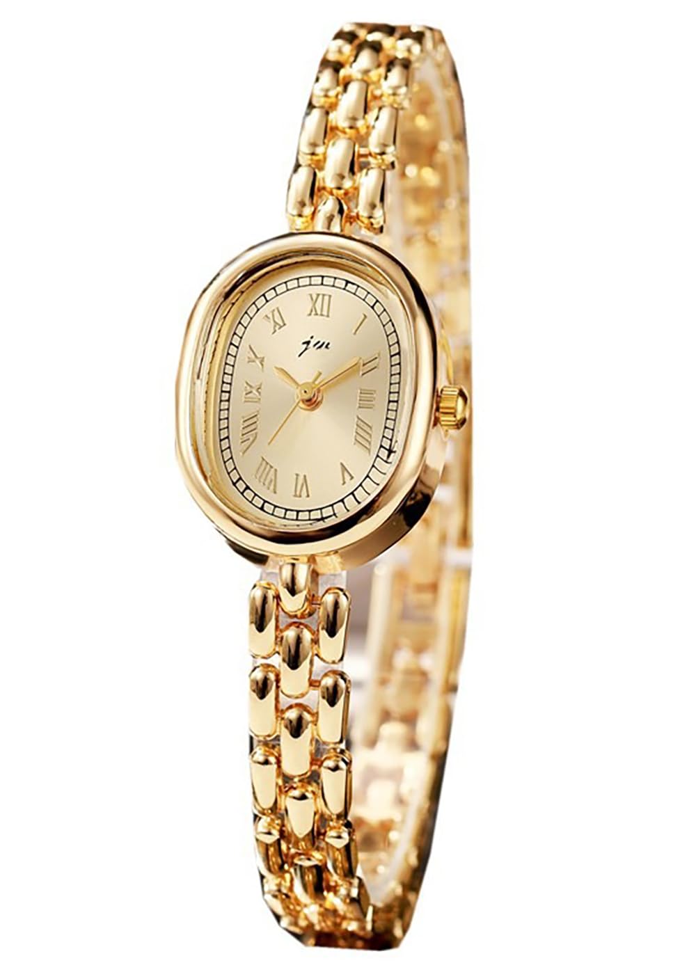 PASOY Women’s Bracelet Watch Small Face Oval Quartz Analog Wristwatch (Gold)