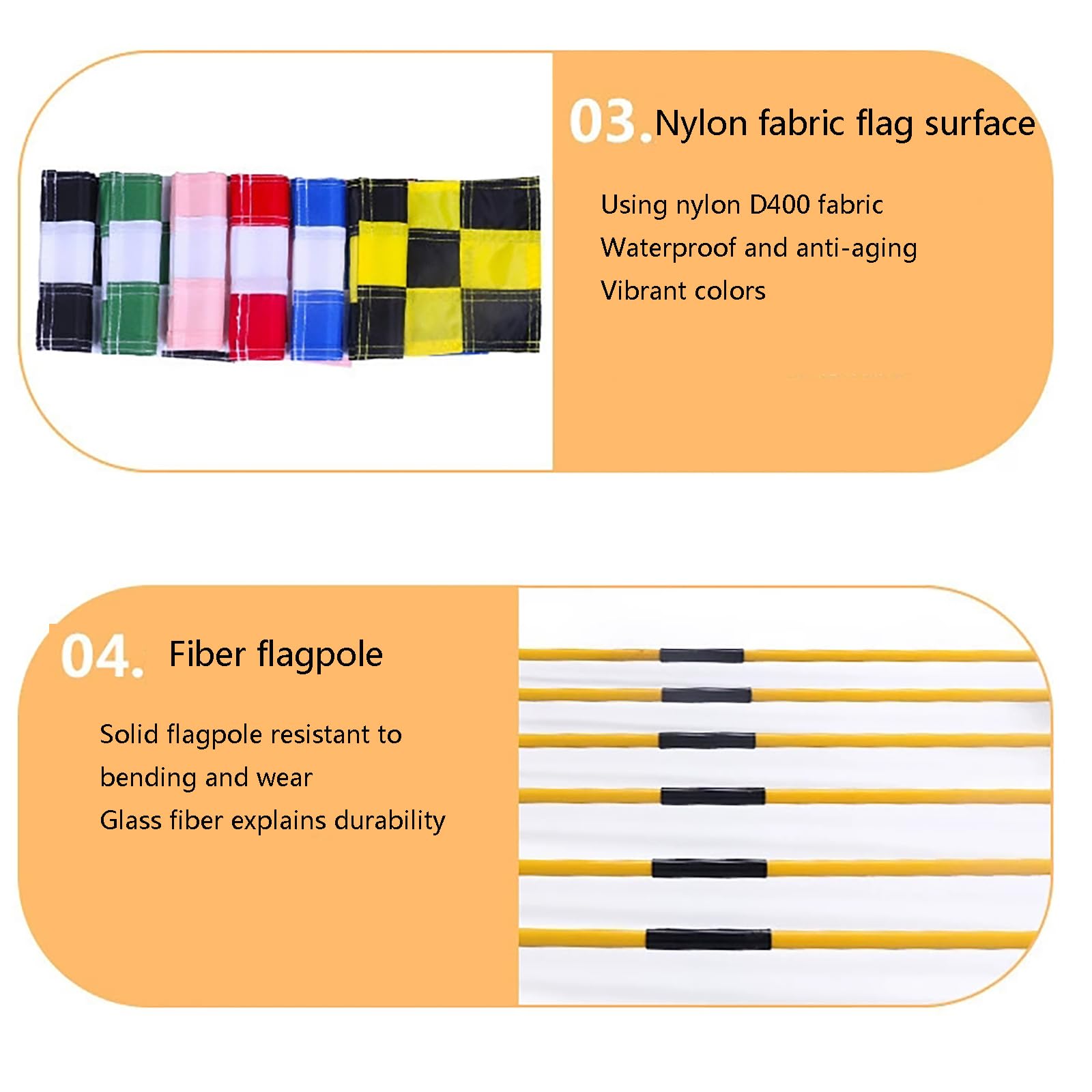 Golf Flagstick Putting Flag Hole Cup Accessoire Entraînement Fibre De Verre Antirouille