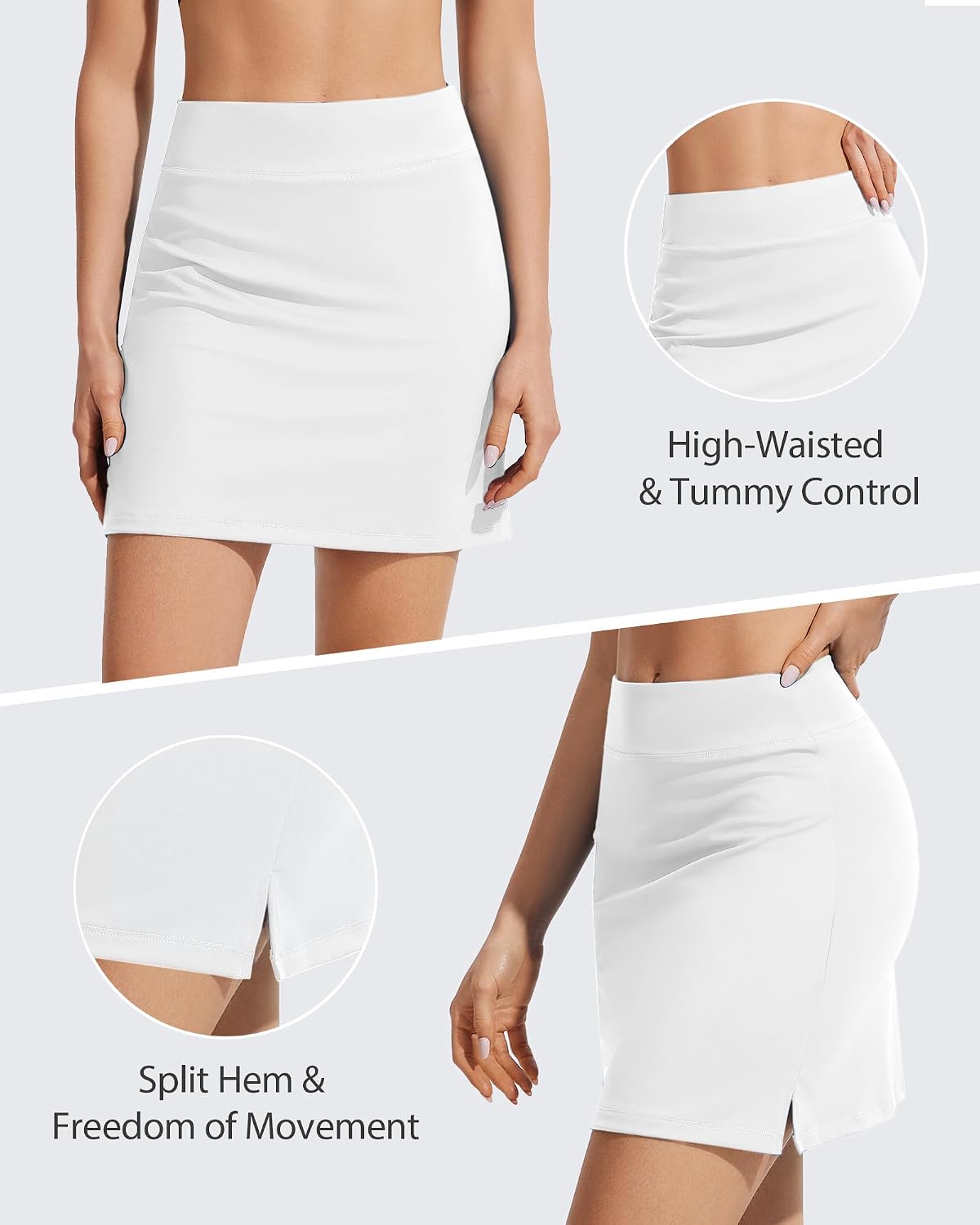 18"/19" Skorts for Woman Golf Skirts High Waisted Split Hem Athletic Tennis Pickleball Skirt Golf Skort Casual Summer