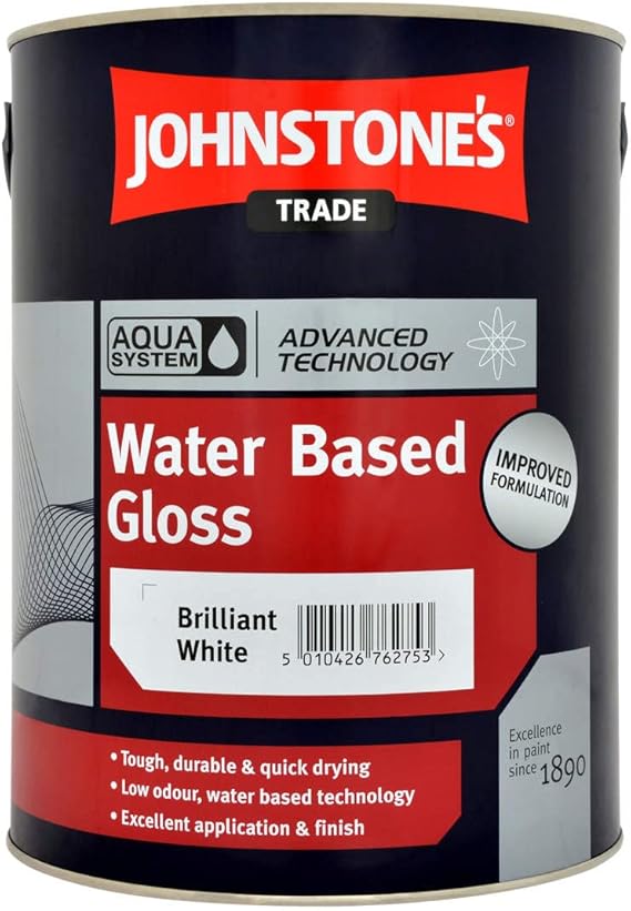 Johnstones Trade Aqua System Water Based Gloss Paint 5l Brilliant White