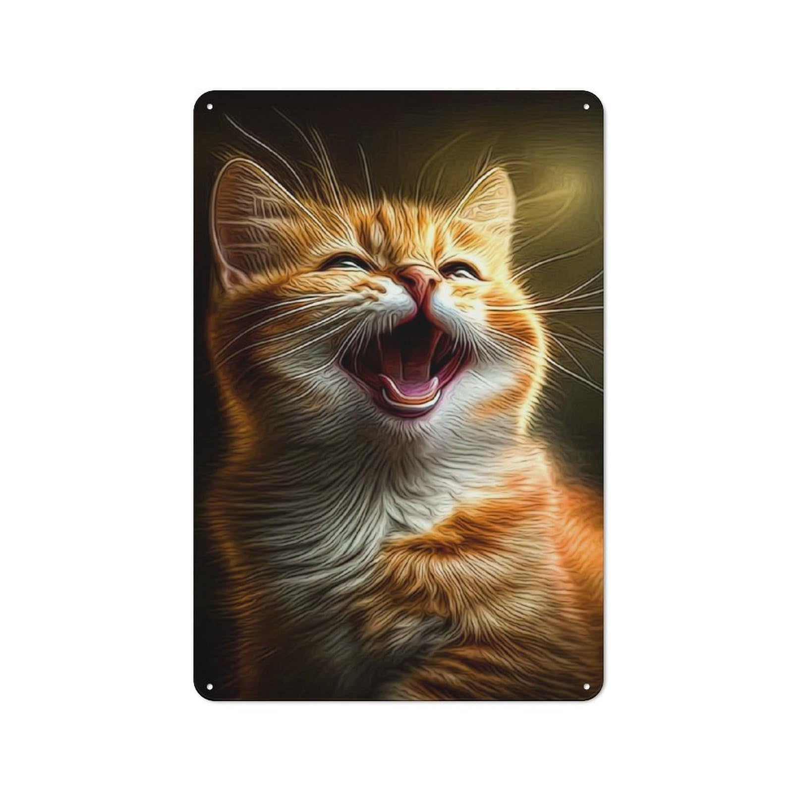 Junmoney Cat Retro-Style Tin Sign 30X20cm For Dining Room Or Kitchen, For Kitchen Wall Decor Lovers