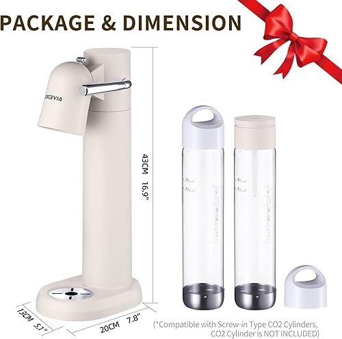 Miniatura 5 de Máquina de agua con gas, seltzer y carbonatador para bebidas, dispensador de vapor de soda, máquina carbonatadora con 2 botellas sin BPA (1 l),