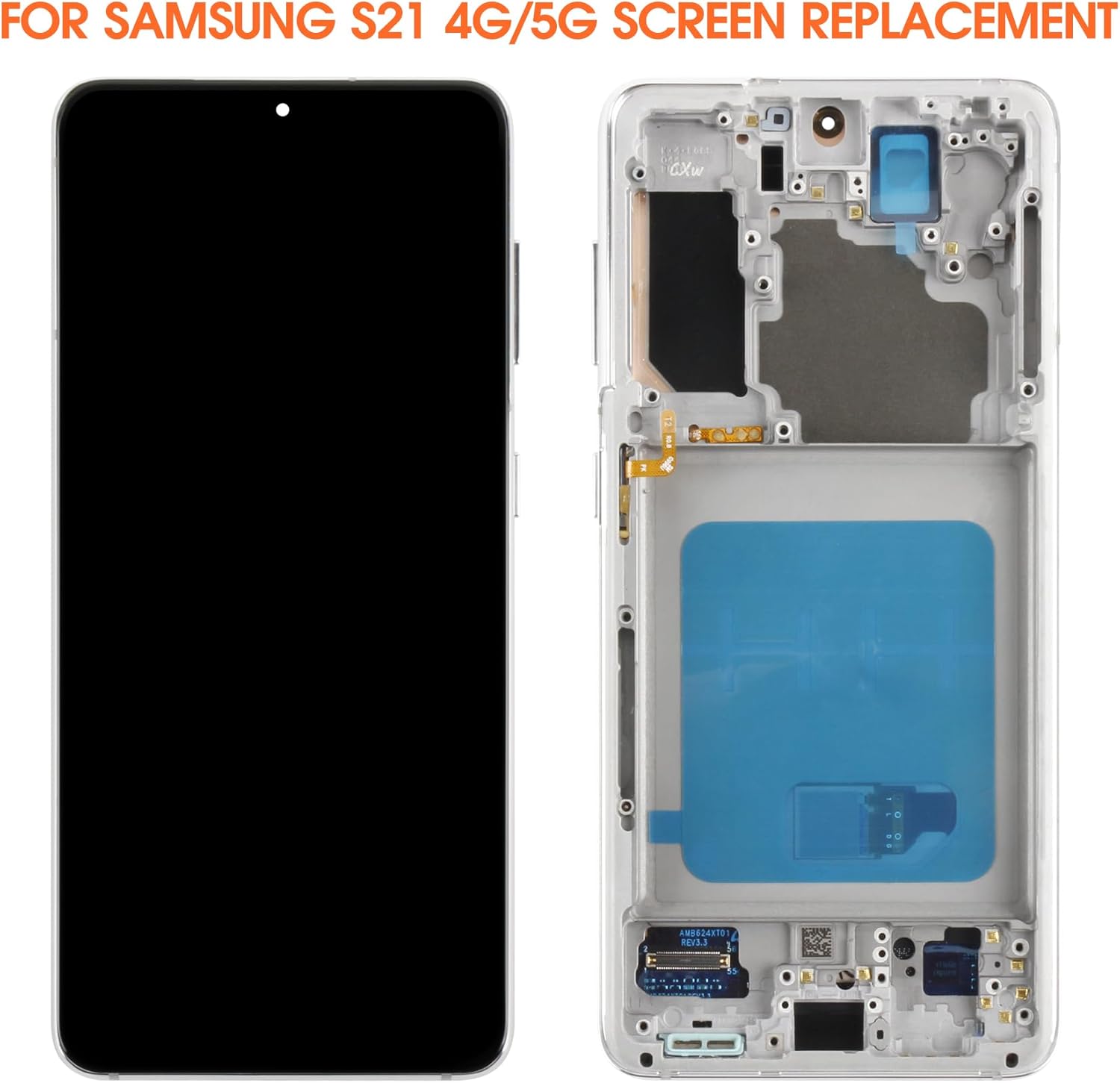 OLED for Samsung Galaxy S21 4G/5G Screen Replacement for Samsung S21 5G LCD Display SM-G991 SM-G991U SM-G991W LCD Digitizer Touch Assembly Silver with Frame(with Fingerprint Function)