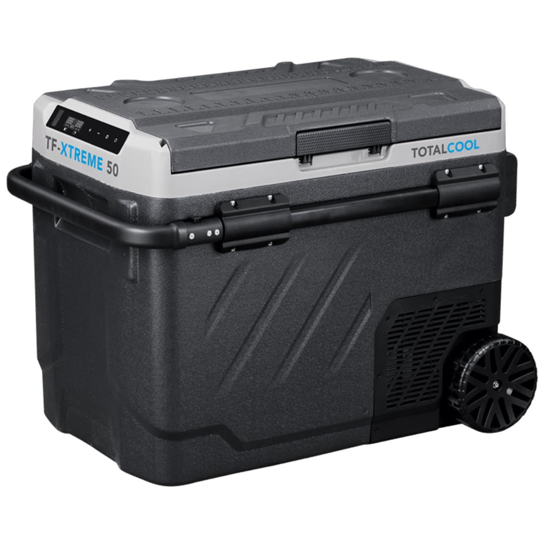 TF-XTREME Portable Refrigerator Fridge Freezer - 12V Electric Car Fridge Cooler for Camping - Motorhome Cool Box 24V Off-Grid Fishing Picnic Van Coolbox Grey 50L