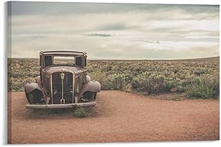 Desert Abandonment Vintage Cars Room Aesthetics Posters Canvas Posters Bedroom Decoration Sports Office Decoration Gifts Wall Art Decoration Printing Posters 08x12inch(20x30cm)