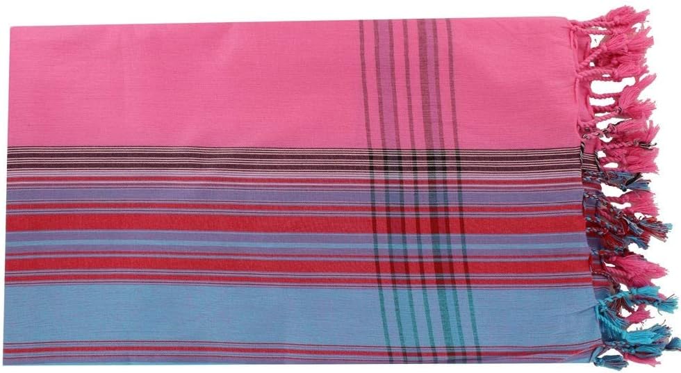 Kikoy Pareo Fuchsia Cotton with Blue Stripes