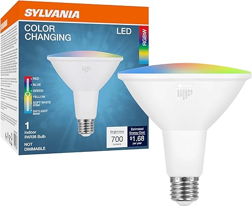 Vista 9 de Sylvania Bombilla LED que cambia de color, rojo/azul/verde/amarillo/blanco, 2700 K/5000 K, bombillas de colores RGBW, 8 W, A19, base mediana E26, 1
