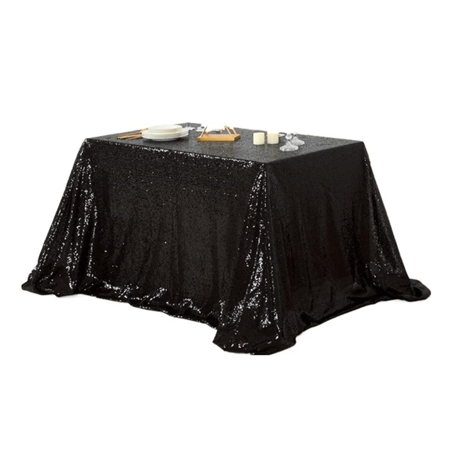 L6NqIAG Sequin Tablecloth Sequin Tablecloth 108x50 Inch-Rectangle Table Cover Overlay for Wedding Cake Holiday Banquet Decoration(Black,50inch X 50inch)