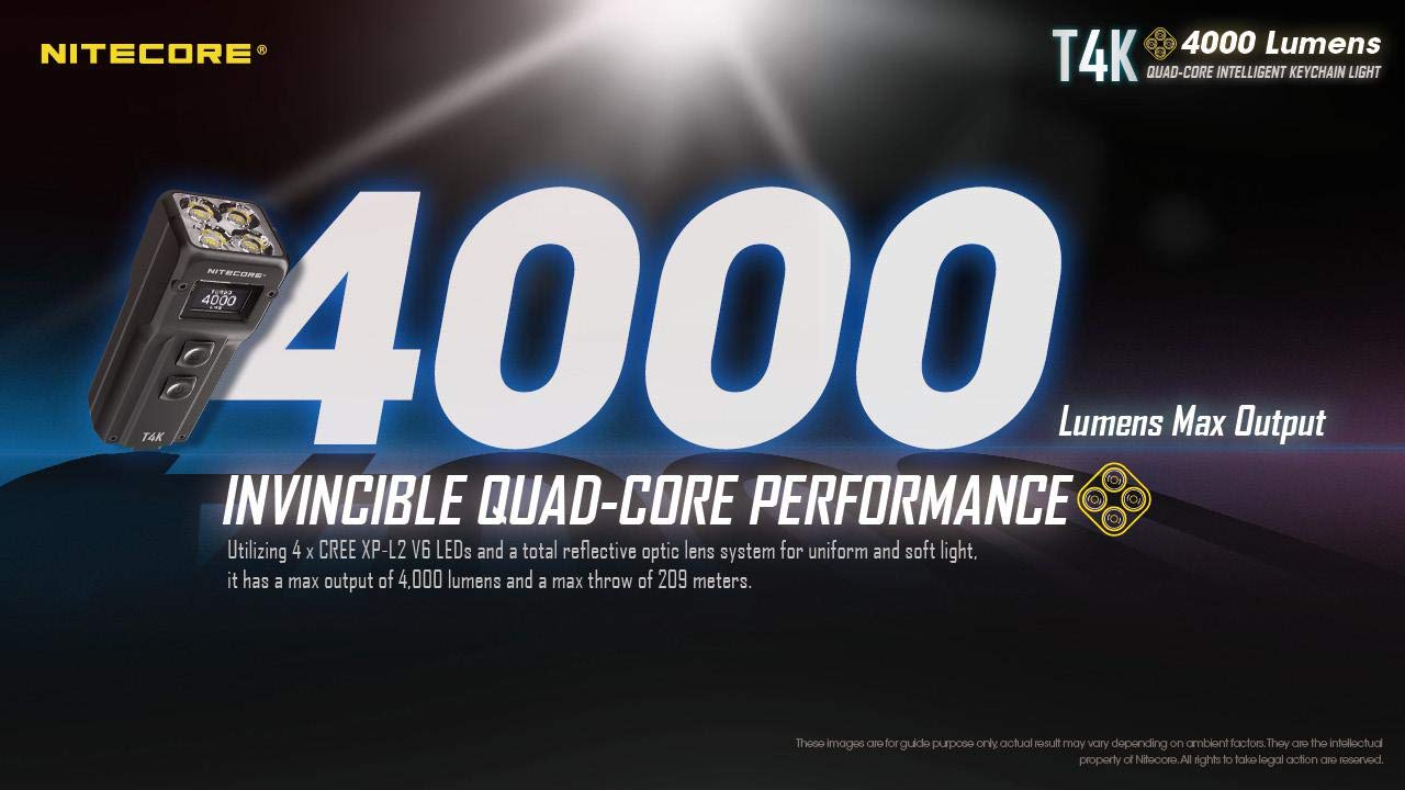 Nitecore T4K typ C akumulator brelok XP-L2 latarka - 4000 lumenów
