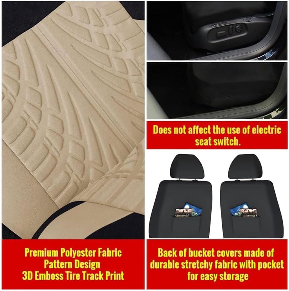 Fundas Asientos Coche para Mitsubishi Space Star 2013-2025 | Protector de Asiento de Coche de 5 Plazas Cómodo Transpirable Interior Accesorios,D-Beige