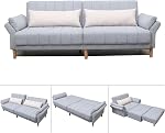 Homa Canapé lit avec accoudoir,212cm Tissu Futon Couch avec dossier réglable, Canapé de canapé pliant,Sofa de couchage pour meubles de salon (Ivory, 3Seat)