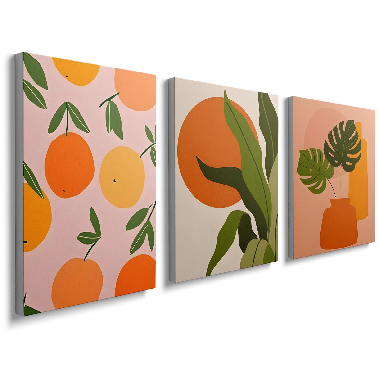 prinfantasy Wall Art for Living Room Framed Walls Decor with Botanical Prints Plant Boho Poster Pictures Set of 3 Artwork Decoration for Bathroom Bedroom 0707
