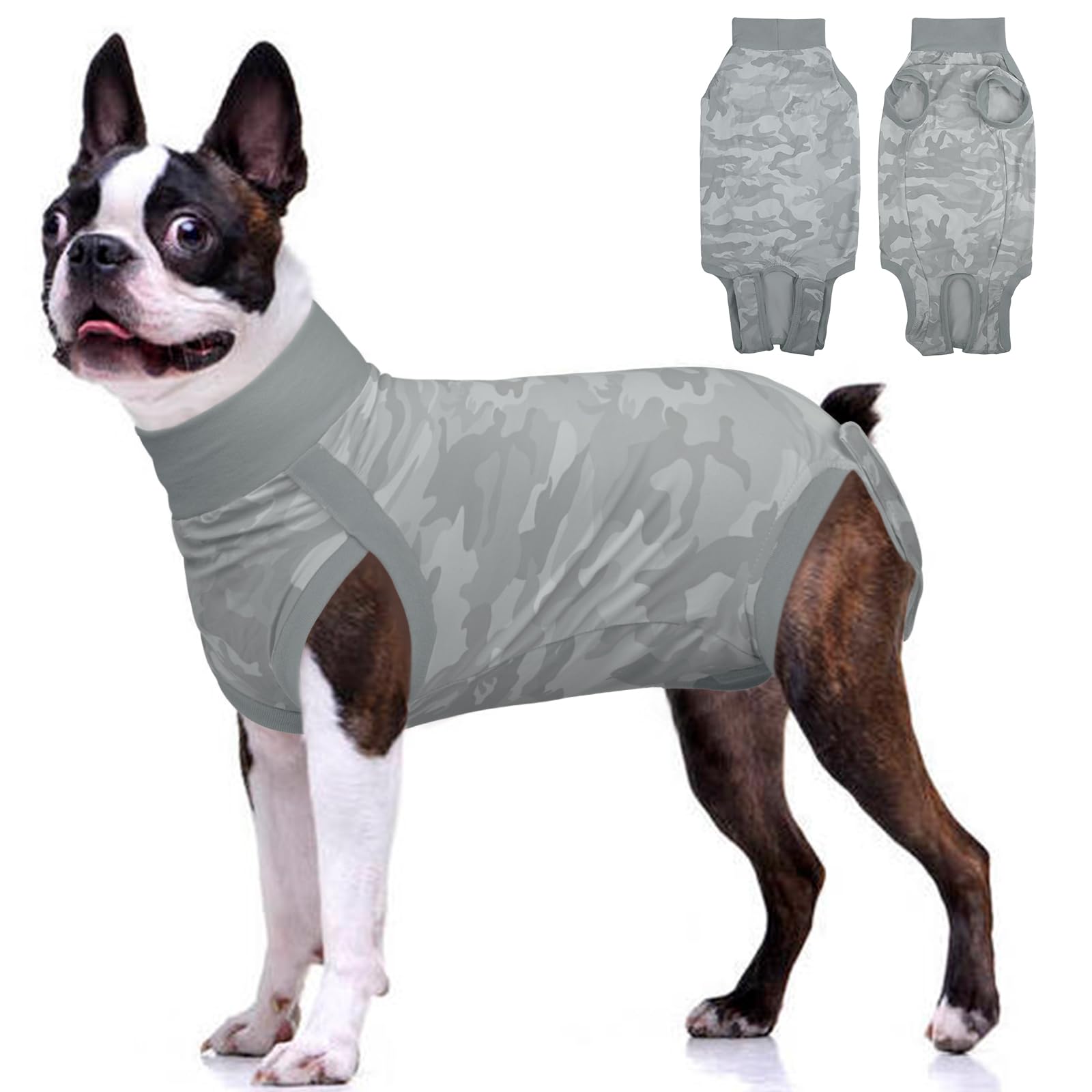 BRKURLEG Dog Surgery Recovery Suit, Female/Male Dog Onesie for Spay/Neuter, High Neck Anti-Licking Breathable Dog Surgery Recovery Shirt, Small/Medium