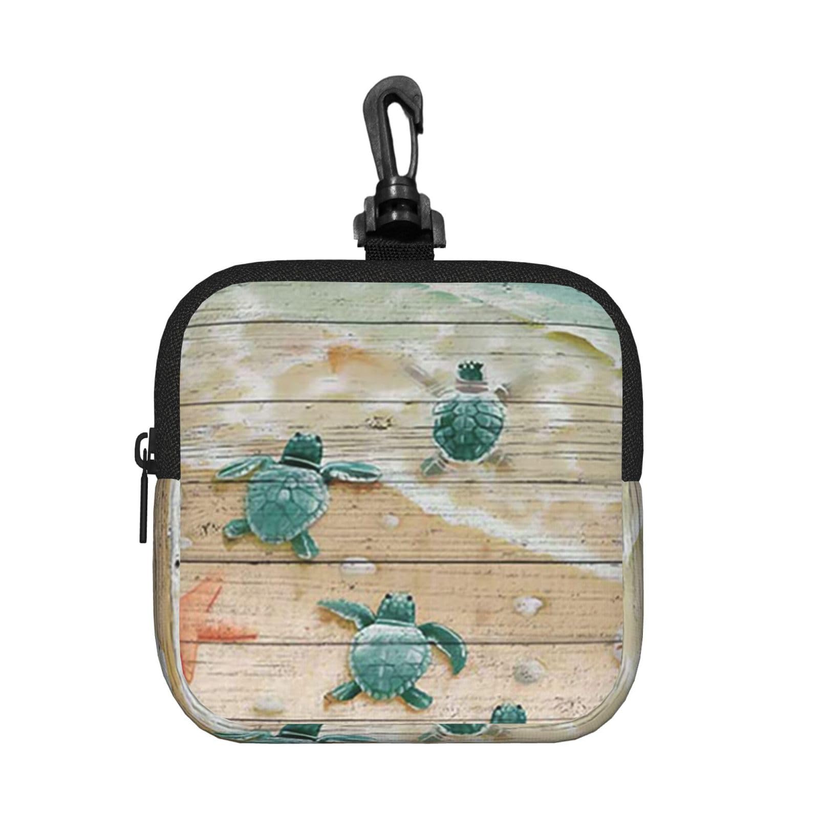 Sea Turtle Starfish Print Square Storage Bag Travel Toiletry Cosmetic Organizer Pouch Lightweight Reusable