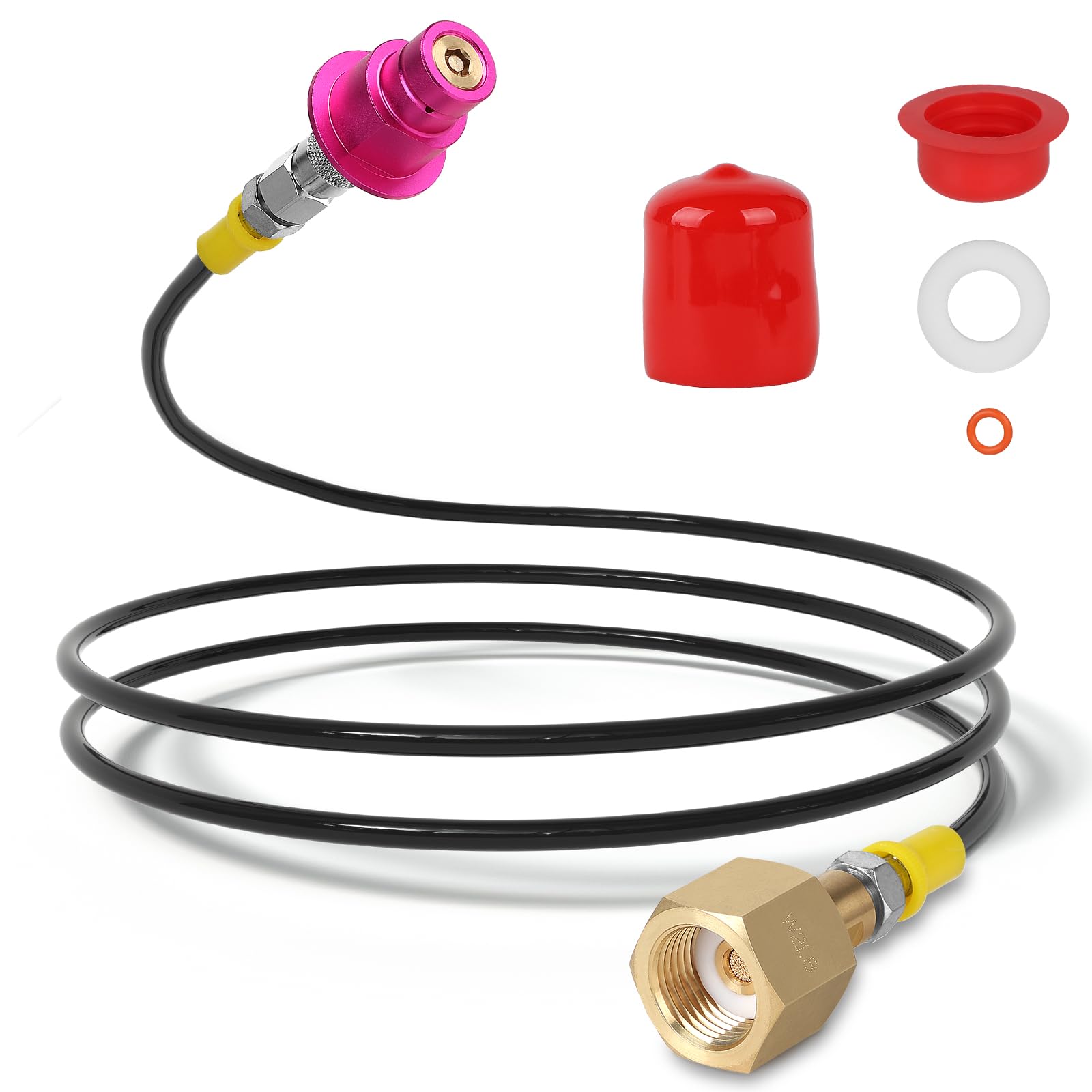 EFUTURETIME Adapter węża do butli CO2 W21.8-14 Soda-Stream Refill Quick Connect o wysokim ciśnieniu 1,5 m, kompatybilny z Soda-Stream Duo, Crystal 3.0, Gaia, Art, Terra