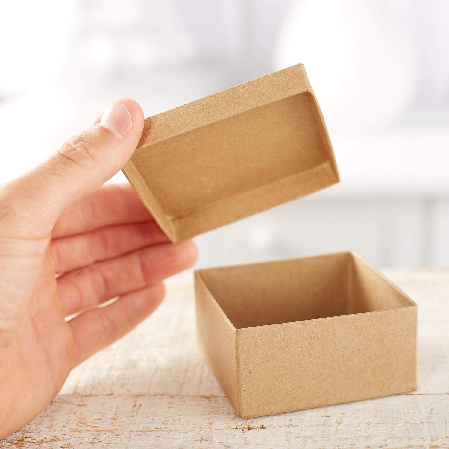Premade Paper Mache Square Boxes with Lids – Set of 24 Small Unfinished Papier Mâché Boxes for Painting, Decor, and Craft Projects - Size: 3-1/8" Wide x 1-1/2" High