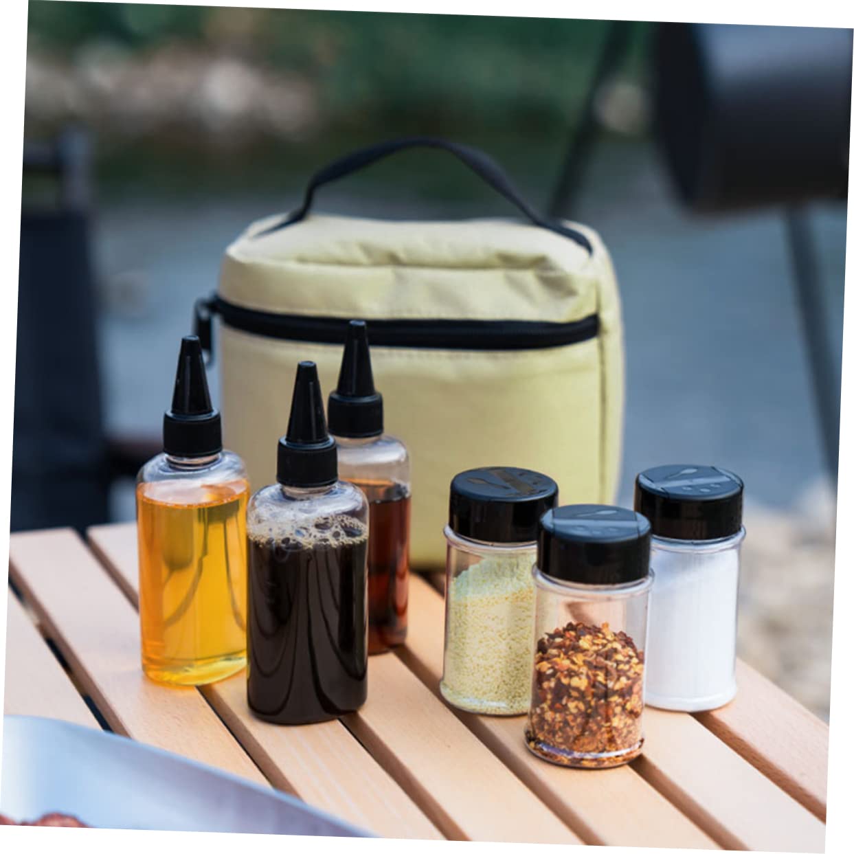 MAGICLULU 2 Sätze Gewürzgläsern mit Aufbewahrungstasche Tragbare Gewürzbehälter für Camping und Picknick Teiliges Set Khaki für Einfache Handhabung und Perfekten Genuss Unterwegs