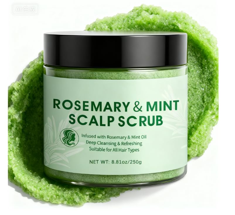 Scalp Scrub,Scalp Massager,Peeling,Kopfhaut Peeling,Rosemary-Kopfhautpeeling für Aufbau,Haarpeeling für die Kopfhaut,Nährende Detox Haarpflege mit Kopfhautmassagegerät 8,81 oz