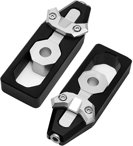 UOIENRT Juego de 2 ajustadores de eje de cadena de billet, herramienta de ajuste de cadena de aluminio CNC para motocicleta, eje trasero, carrete de