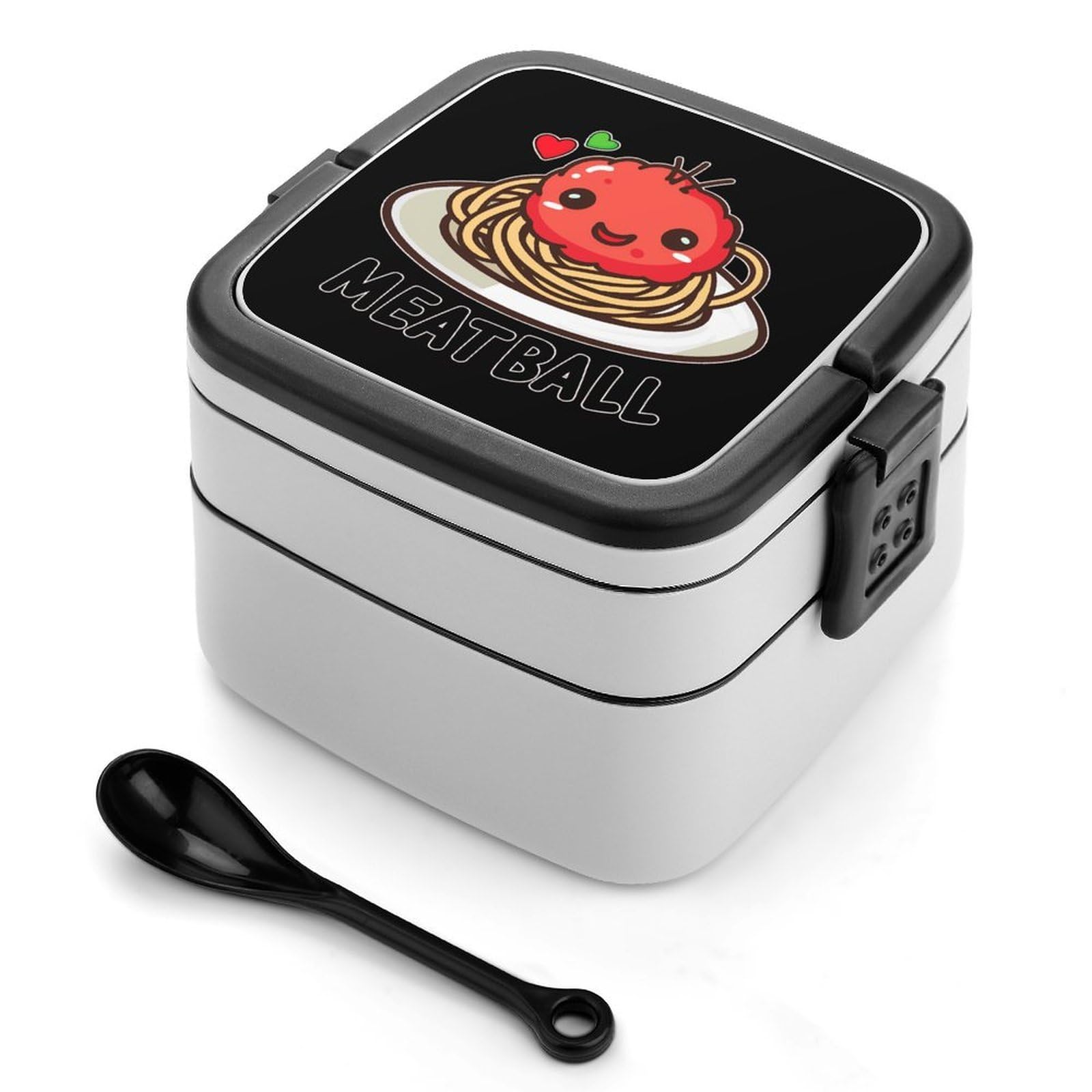 CGSBNGHA Meatball Cute Italian Bento Lunch Box 2 Layer Lunchbox Food Container for Adults Office