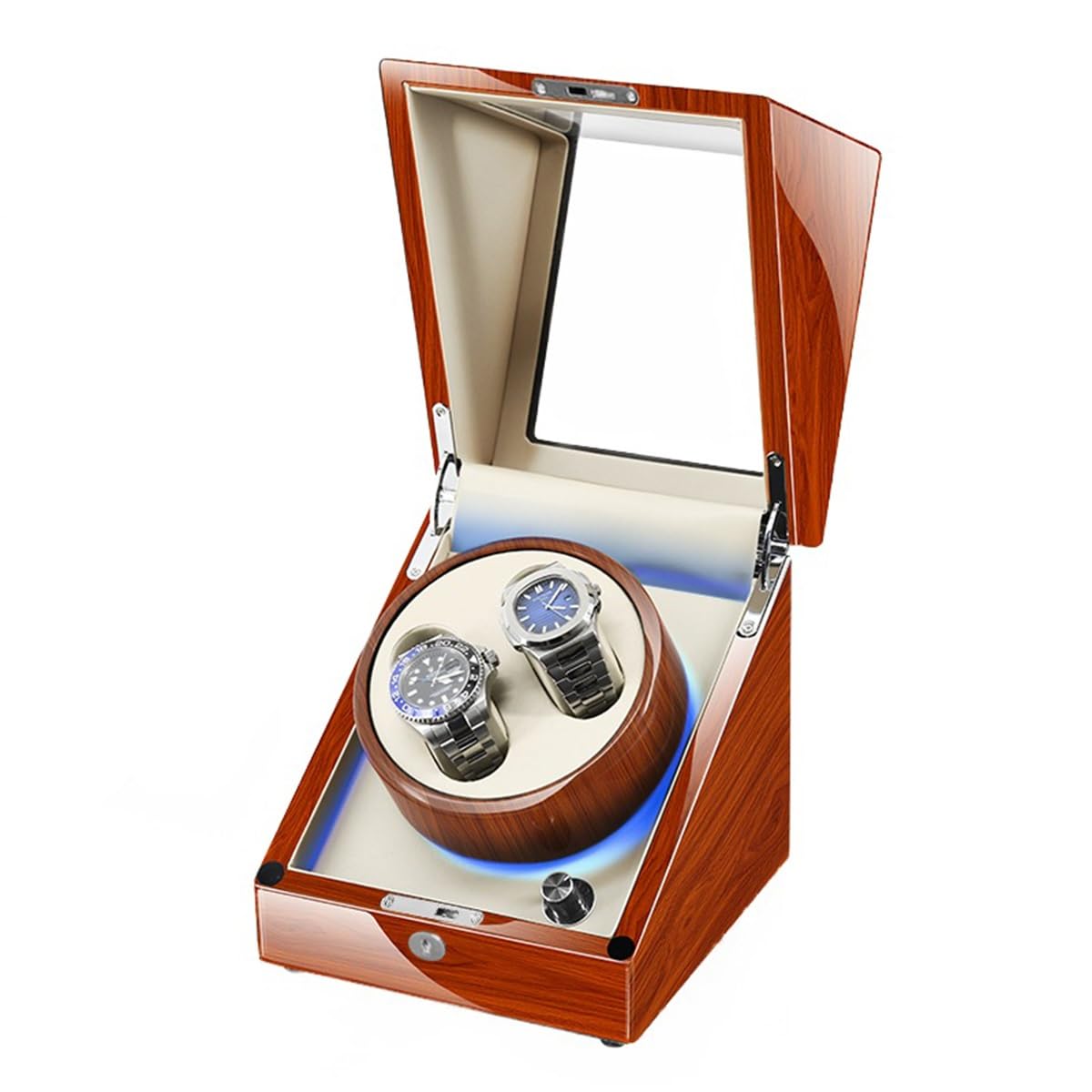 EHVYBDX 2 Watch Winders for Automatic Watches with Quiet Motor Display Case 5 Rotation Mode Setting Leather for Men's and Women's Watches