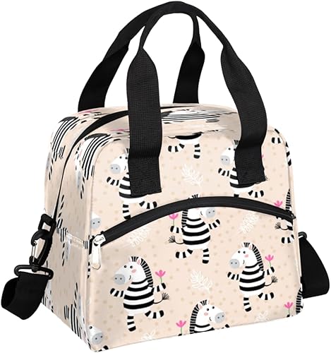 Lonchera aislada para mujeres y hombres, divertida pintura de cebras a prueba de fugas, bolsa grande reutilizable para adultos con correa ajustable